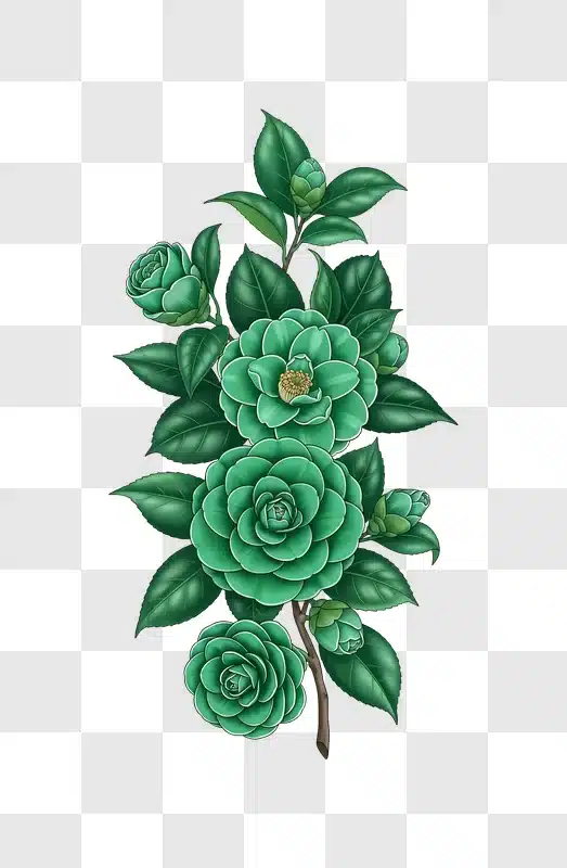 green floral illustration with leaves