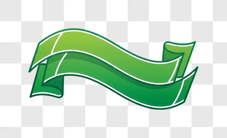 green ribbon banner with white stripes