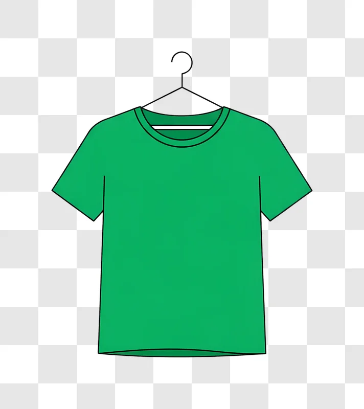 green t shirt on hanger display