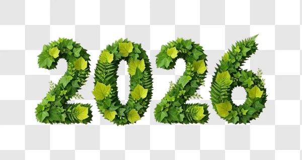 green leaves forming the year number