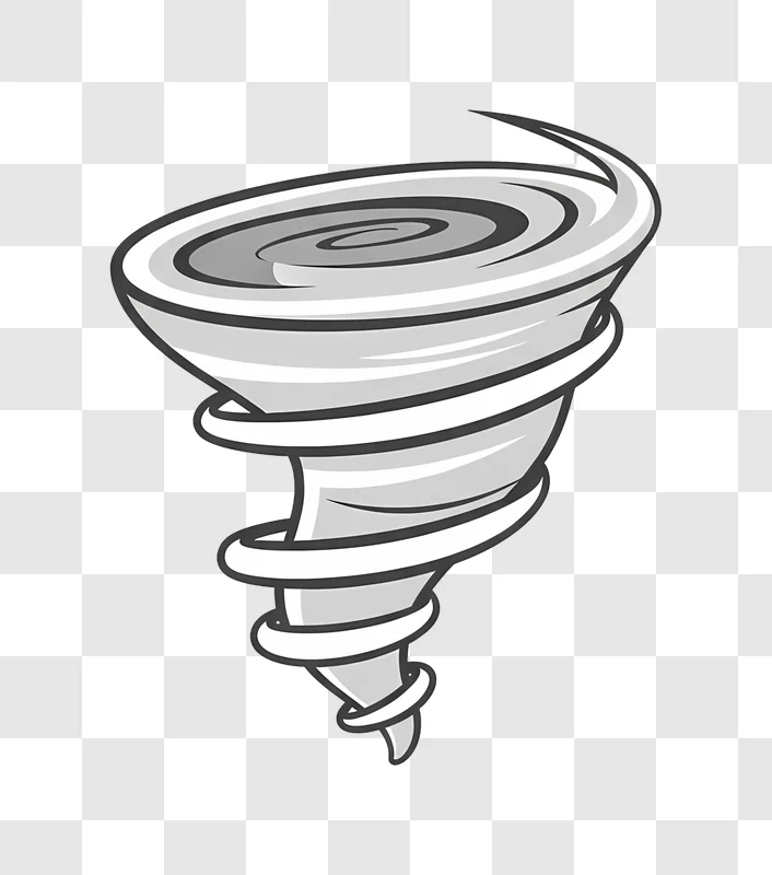 grey and white swirling tornado graphic