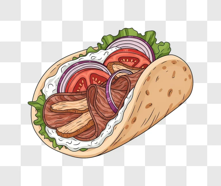 gyro sandwich with meat tomatoes and onions