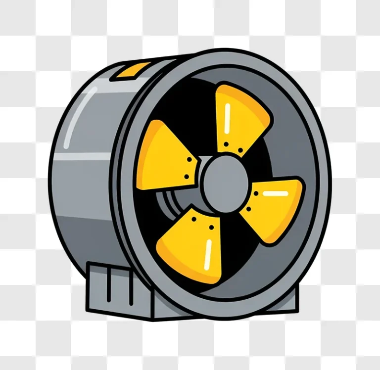 industrial fan with yellow blades icon