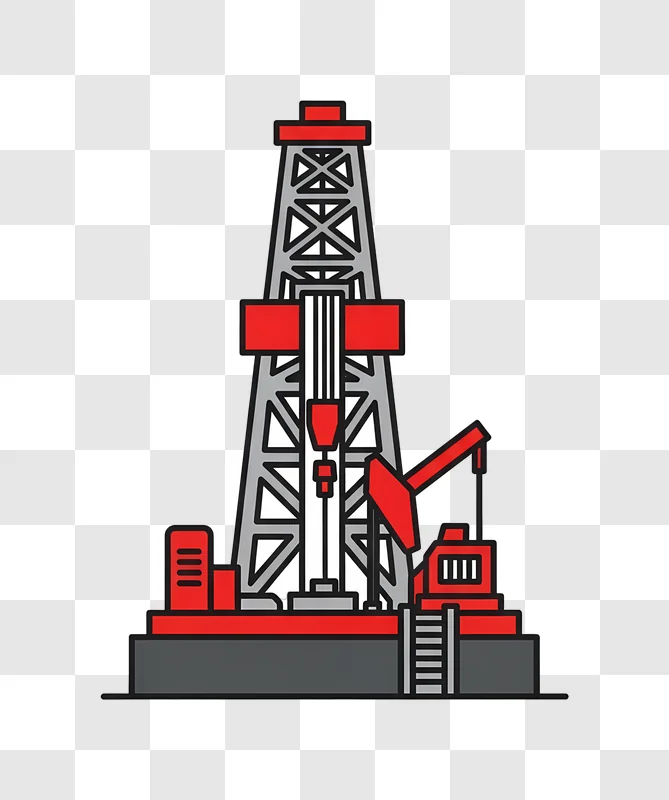 industrial oil drilling rig flat design