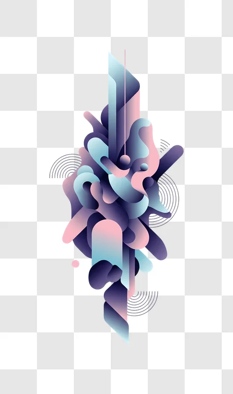 intertwined gradient abstract forms on black and pink