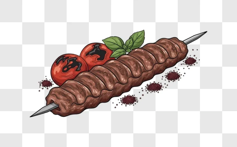 kebab skewer with grilled tomatoes and herbs