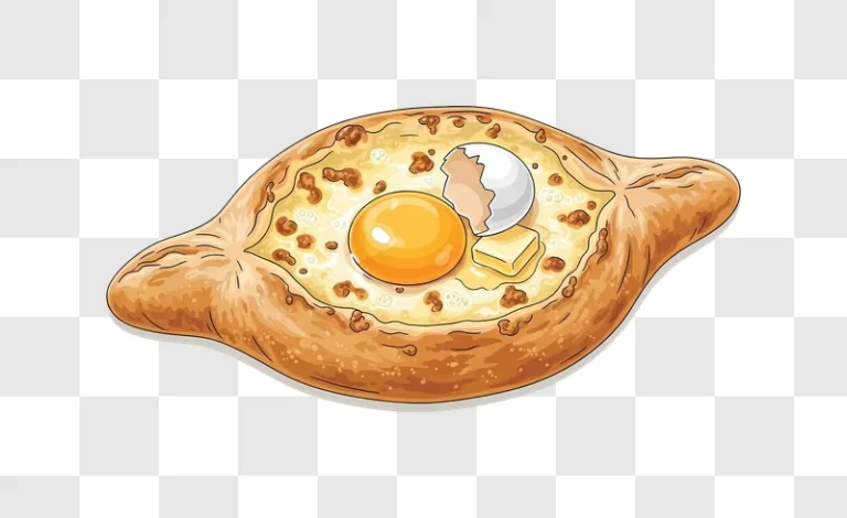 khachapuri with egg and butter on brown surface