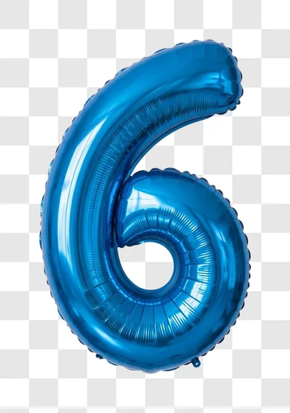 large blue number six balloon