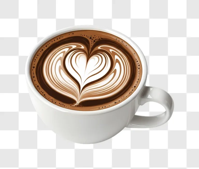 latte art heart in white coffee cup