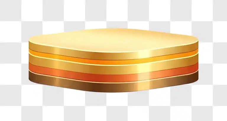 layered golden cylinder with abstract bands