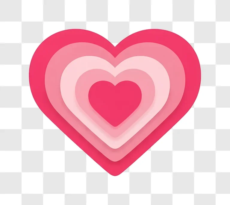 layered pink heart shapes with shadows