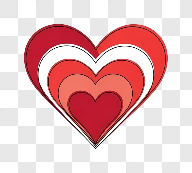 layered red hearts on gradient background