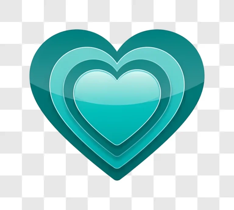 layered teal hearts on coral and teal background