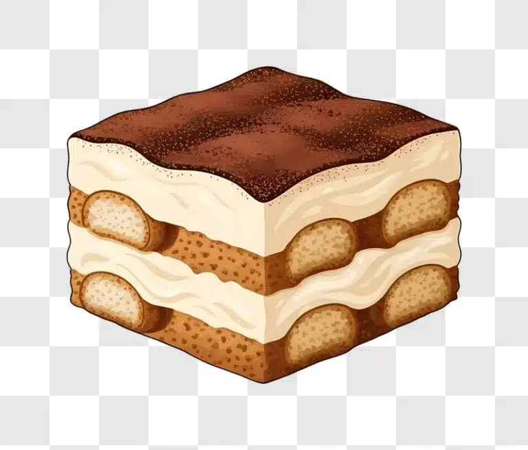 layered tiramisu dessert with cocoa powder