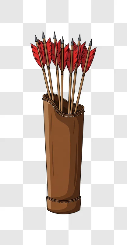 leather quiver with red arrows