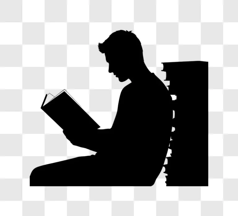 man reading book silhouette