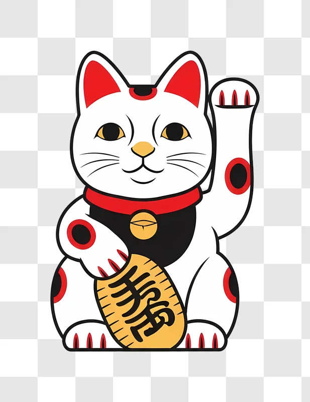 maneki neko holding koban coin illustration