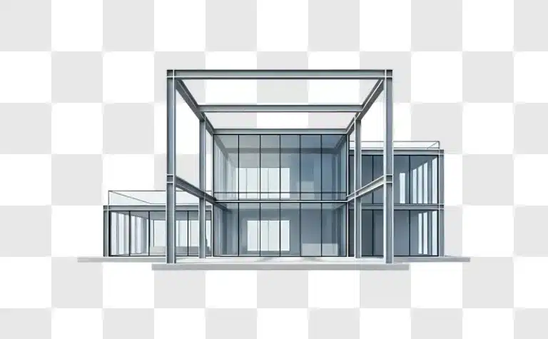 minimalist steel frame glass building design