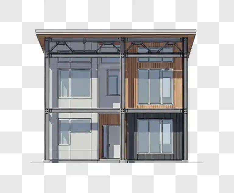 modern two story modular building elevation