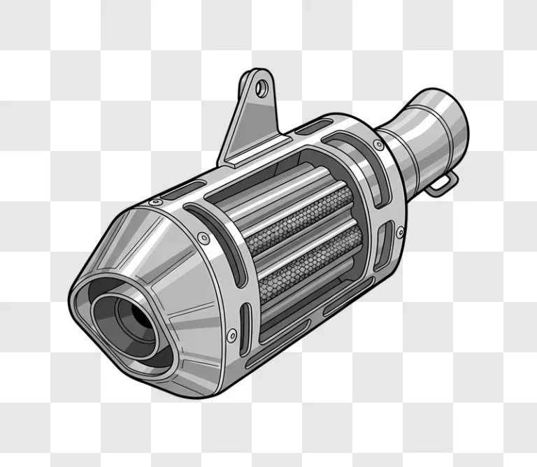 motorcycle exhaust muffler cutaway illustration