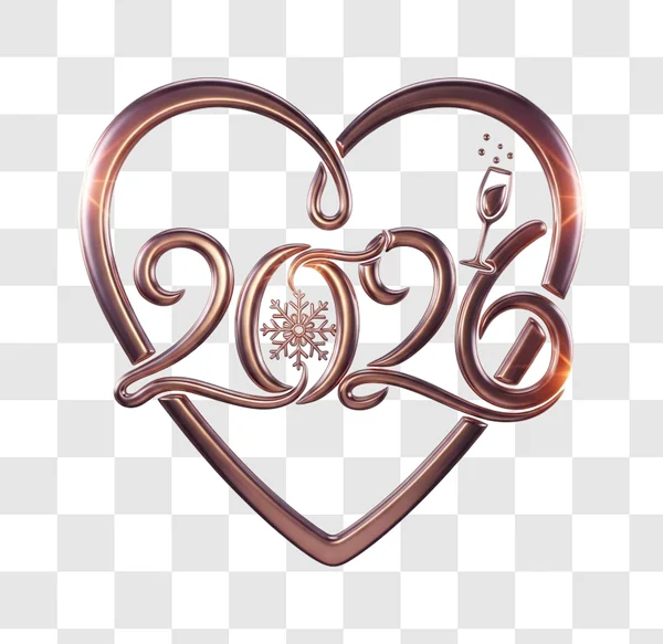 new year celebration heart design 2026