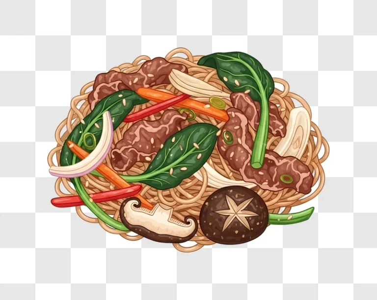 noodles with beef and vegetables stir fry