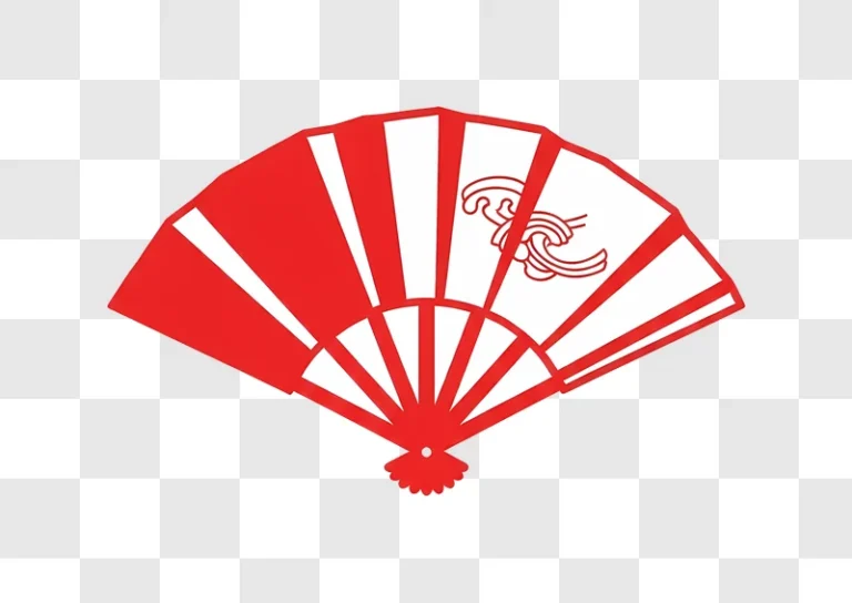 open red and white japanese fan graphic
