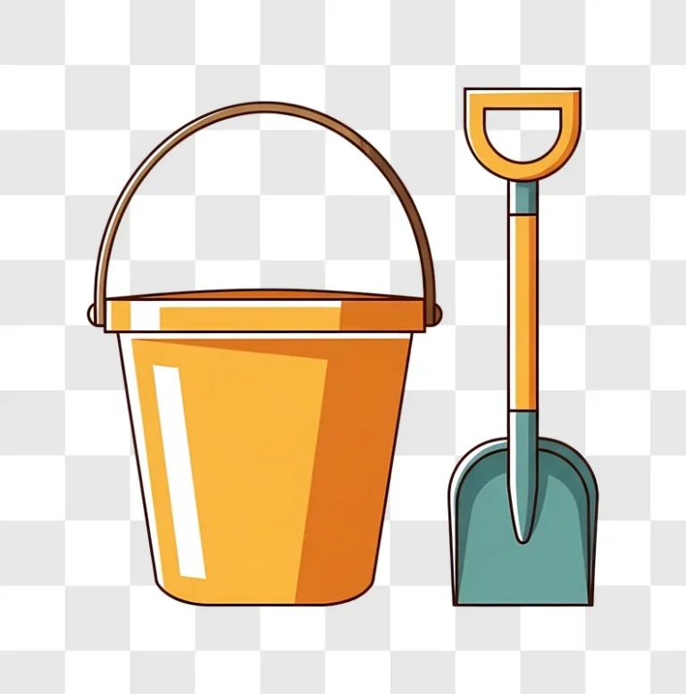 orange bucket and shovel together