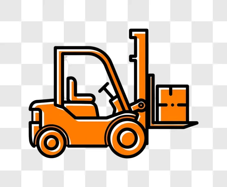 orange forklift lifting box icon
