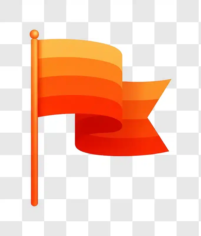 orange gradient flag on pole with shadows