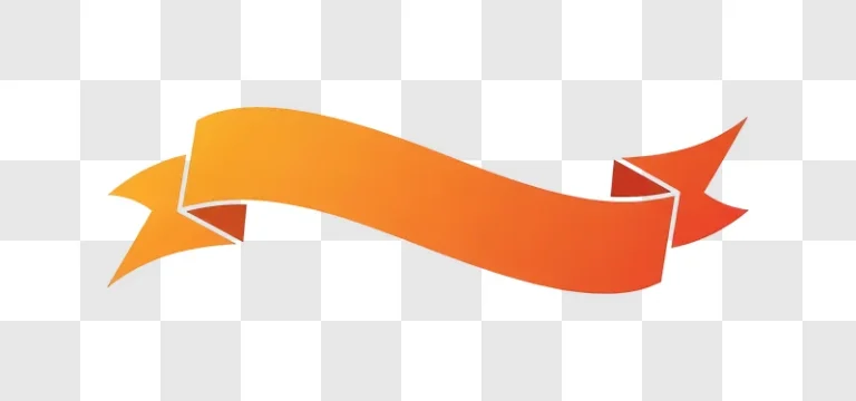 orange ribbon graphic with folded edges