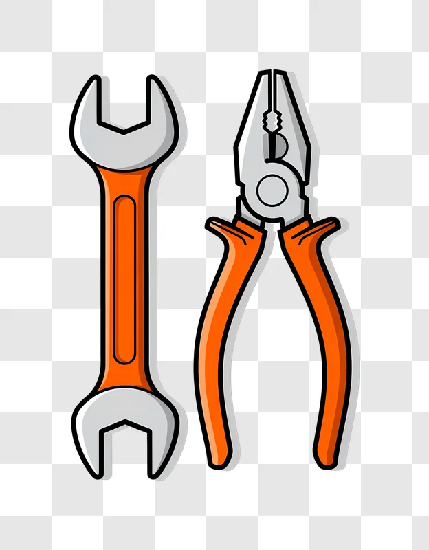 orange wrench and pliers illustration