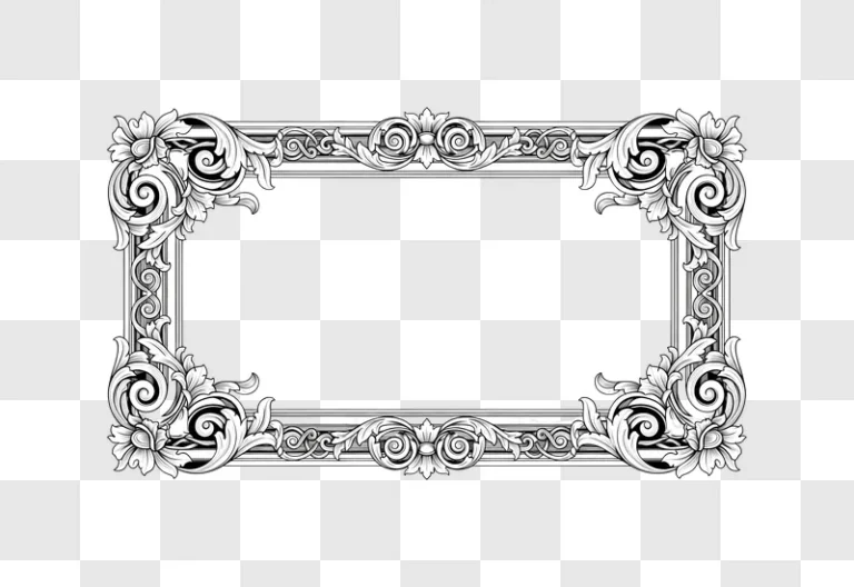 ornate black and white floral frame design