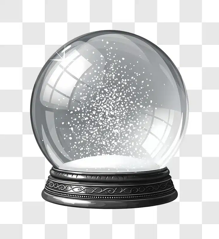 ornate snow globe with falling snow