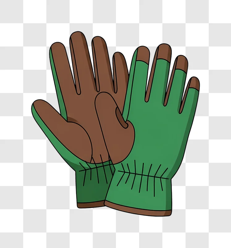 pair of green and brown gloves