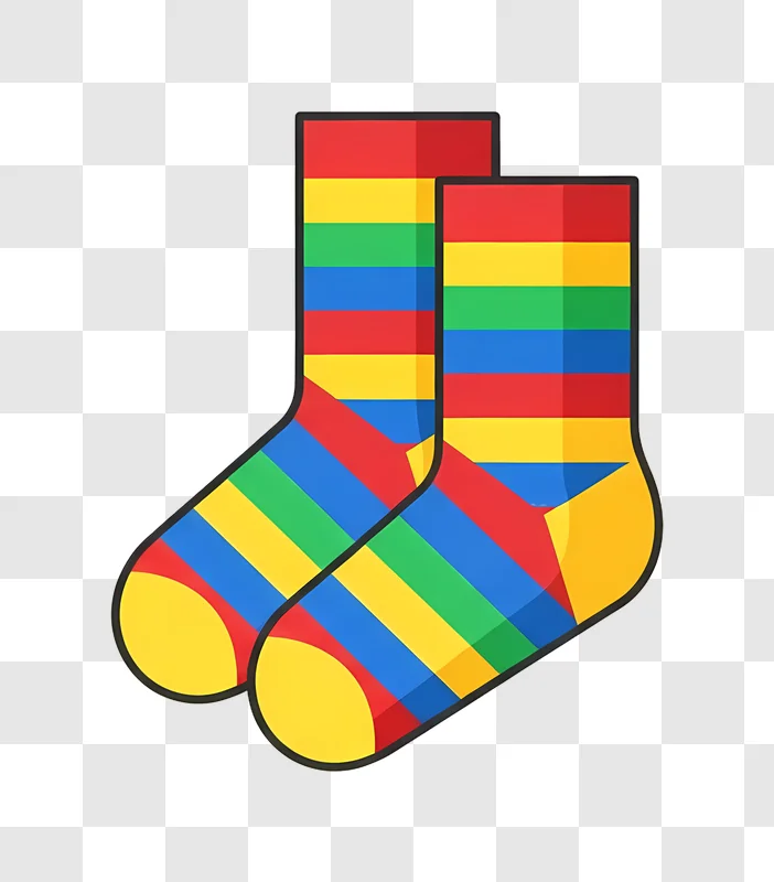 pair of multicolored diagonal and horizontal striped socks