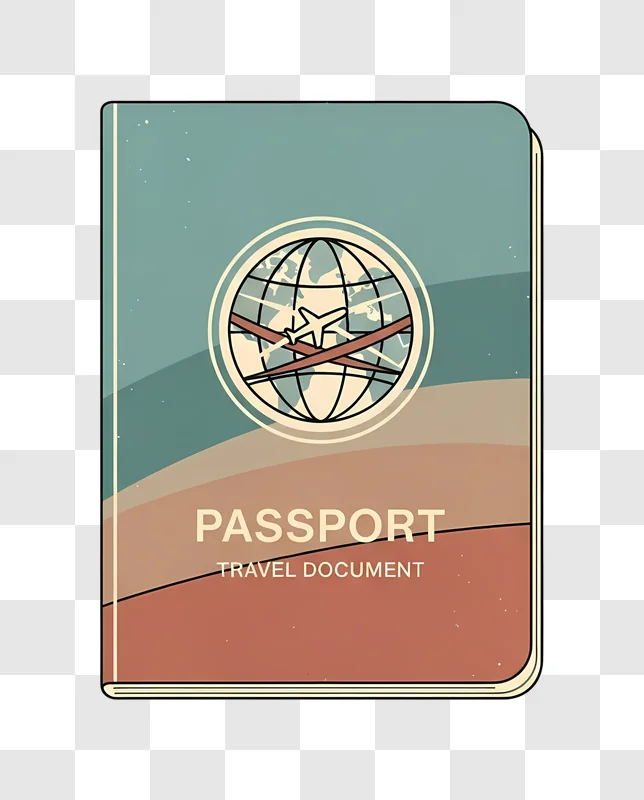 passport travel document with globe and airplane