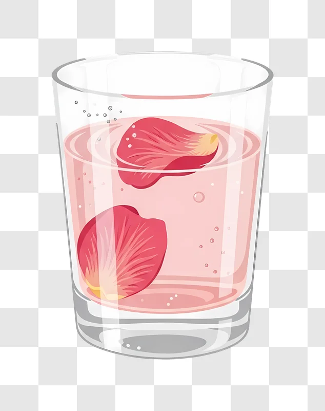 pink drink with rose petals floating
