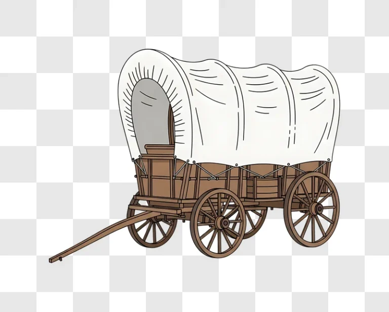 pioneer wooden covered wagon illustration