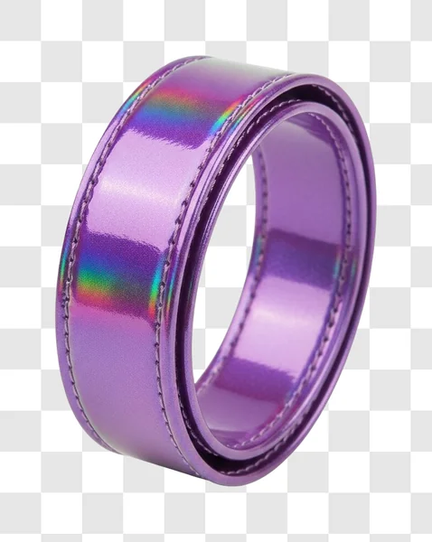 purple holographic metal ring closeup