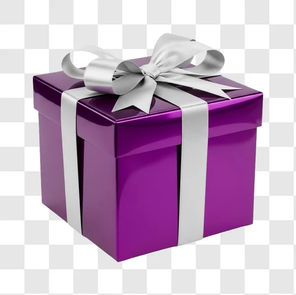 purple gift box with ribbon