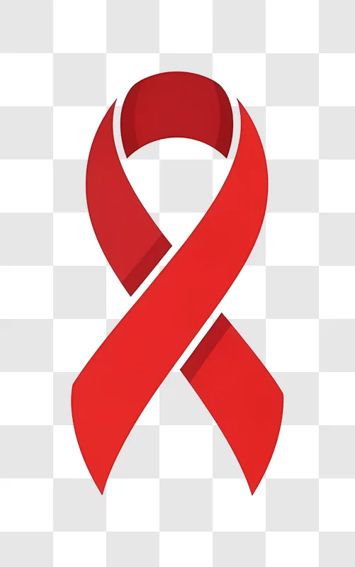 red awareness ribbon with shadow effect