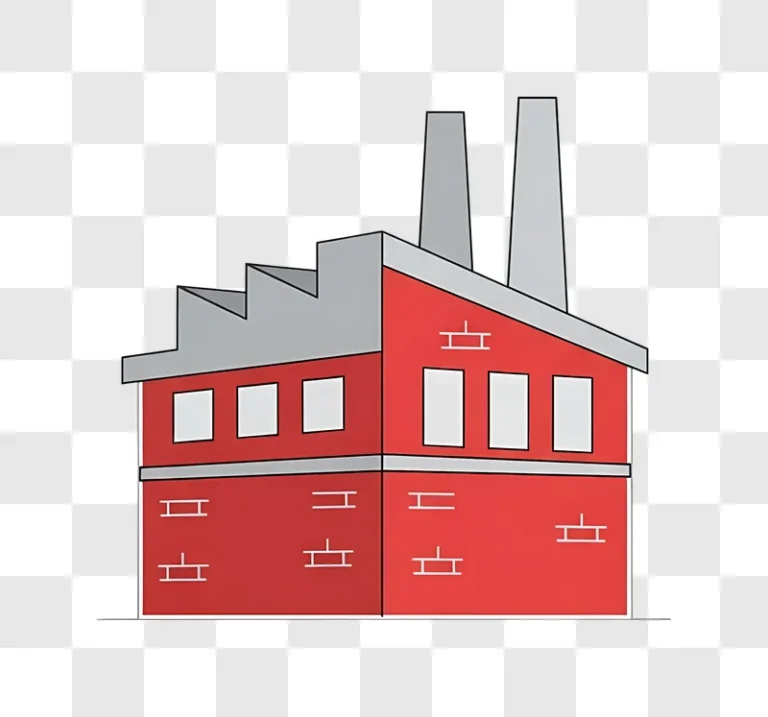 red brick factory with tall chimneys