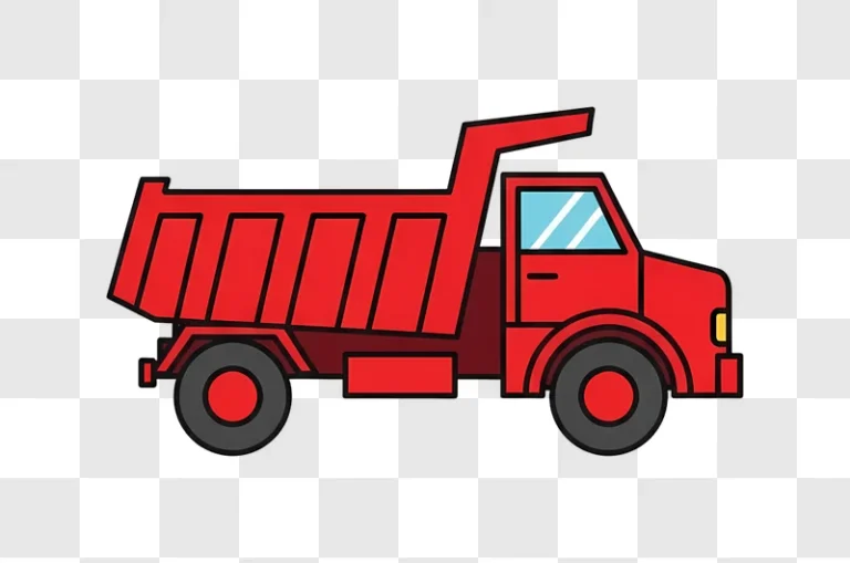red cartoon dump truck side view