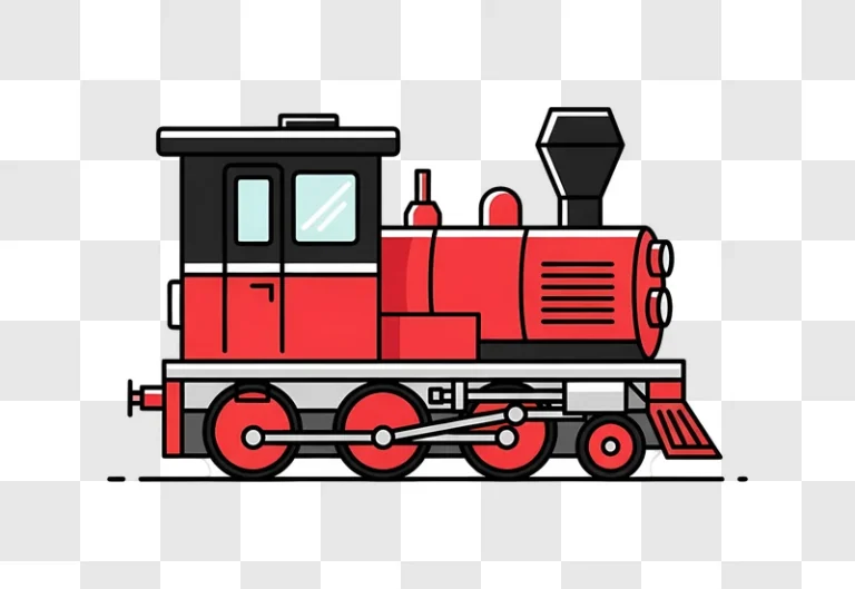 red cartoon train locomotive side view