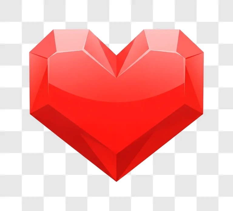 red crystal heart on pink gradient