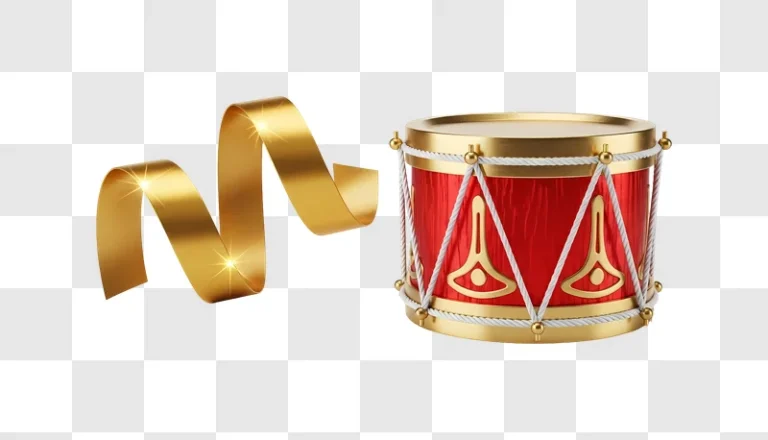 red drum with gold trim and ribbon