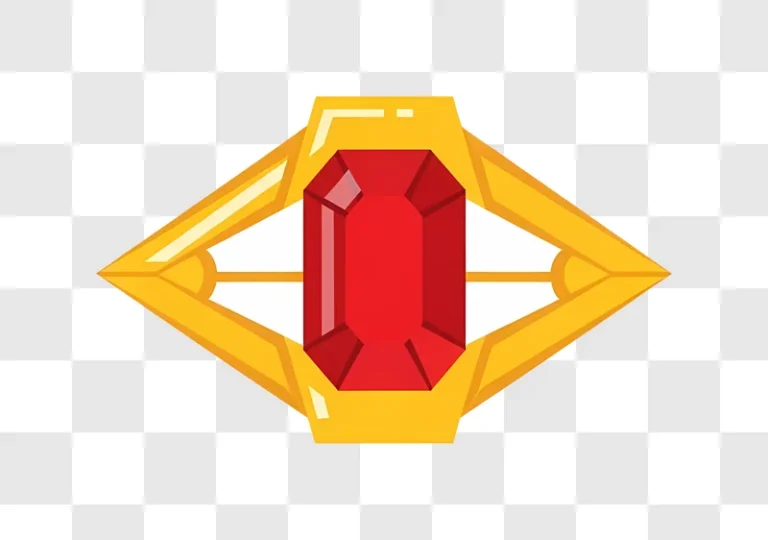 red gemstone in golden abstract symbol