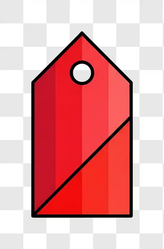 red geometric shape with circle detail