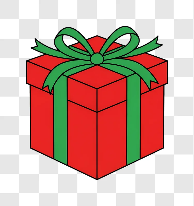 red gift box with green ribbon